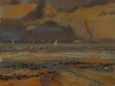 Rainbow Over Isle Of Sheppey, From Whitstable by Gerry Whybrow