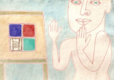 Green Eyed Figure & Table by Andrew Walton