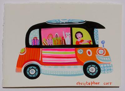 Orange Stripey Car by Christopher Corr