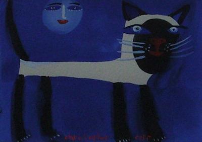 Siamese Cat In The Moonlight by Christopher Corr
