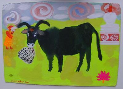 Black Bull In Ladakh Eating A Newspaper by Christopher Corr