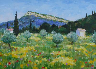 Olive Grove With Wildflowers, Cassis, Provence by Marcel Gatteaux
