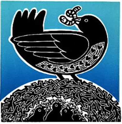 The Lino Bird VIII by Linda Farquharson