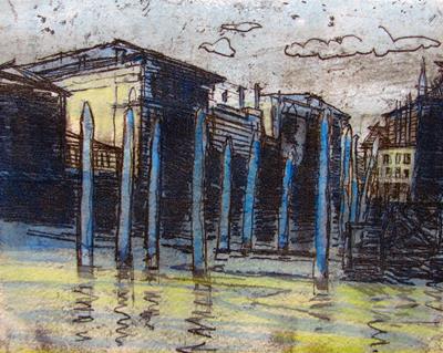 Venice, Blue Poles, Grand Canal by Isobel Johnstone