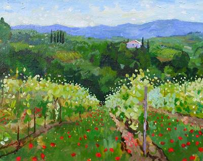 Vines & Poppies, Tuscany by Marcel Gatteaux