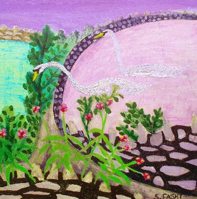 Water Meadow With Swans by Suzy Fasht