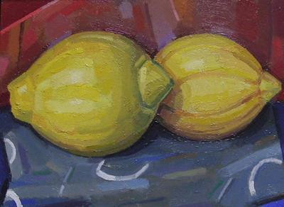 Lemons On Blue Tie-Dye by Andrew Walton