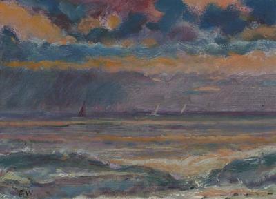 Evening Seascape With Boats by Gerry Whybrow
