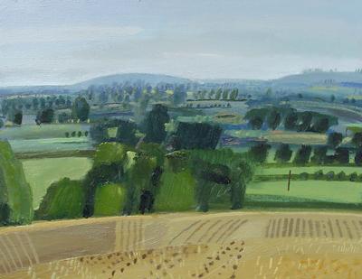 Otmoor From Noke Hill, Stubble Field by Andrew Walton