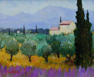 Olive Grove & Lavender, Lourmarin, Provence by Marcel Gatteaux