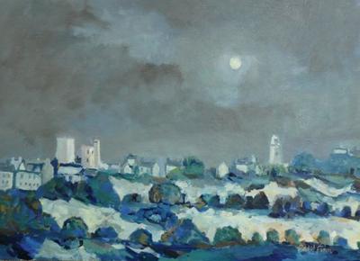 Southwold From The Harbour, Winter Moonlight by Paul Finn