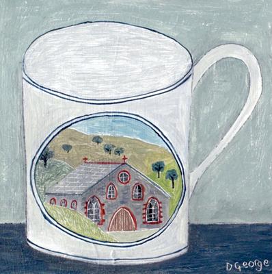 Welsh Chapel Mug by Debbie George