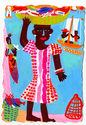 Girl With Basket Of Fish by Christopher Corr