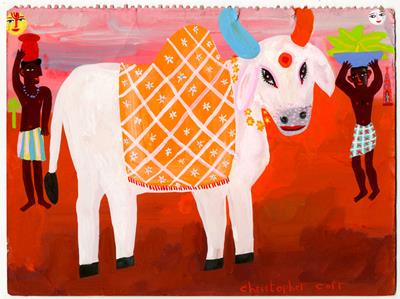 White Cow In An Orange Coat by Christopher Corr
