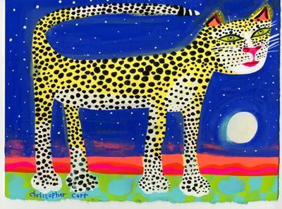African Leopard & Full Moon by Christopher Corr