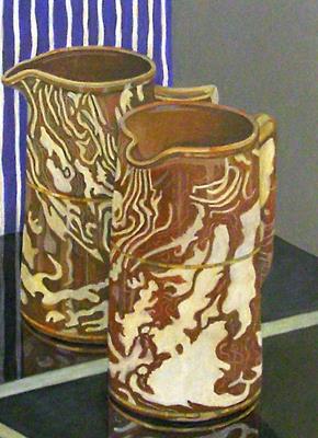 Reflected Slipware Jug by Aaron Kasmin