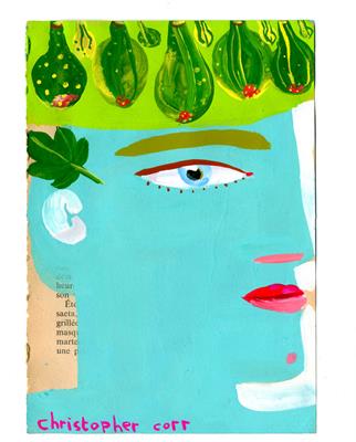Aqua Blue Man With Green Figs by Christopher Corr