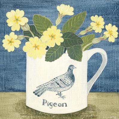 Pigeon & Primroses by Debbie George