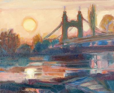Hammersmith Bridge, Sunset by Isobel Johnstone