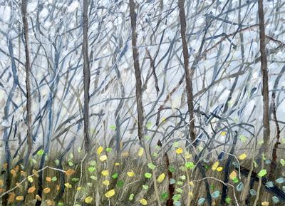 Wytham Woods: Hazel Leaves & Twigs Tracery by Andrew Walton