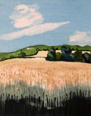 Corn Fields Up To Eggardon by Liz Somerville