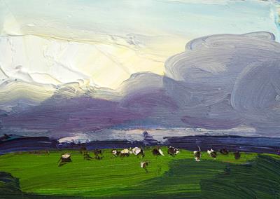 Twilight, Grazing Cows by Robert Newton