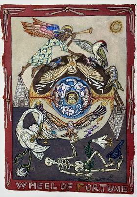 Tarot Of British Birds: Wheel Of Fortune by David Hollington