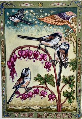 Tarot Of British Birds: The Lovers by David Hollington