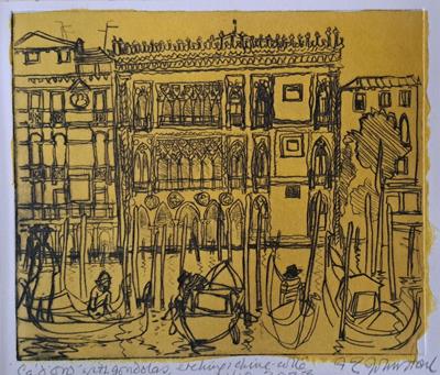 Venice, Ca' D'Oro With Gondolas by Isobel Johnstone