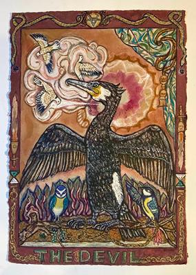 Tarot Of British Birds: The Devil by David Hollington