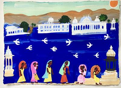 Walking By The Lake In Udaipur by Christopher Corr