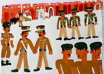 Jaipur: Raising The Flag At The Army Barracks In Jaipur by Christopher Corr