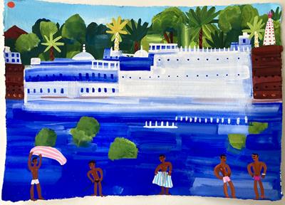 The Gentlemen's Bathing Ghat In Udaipur by Christopher Corr