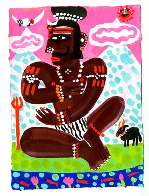 Sadhu Meditating By A Stream by Christopher Corr